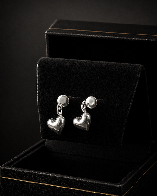 Broqueles Corazón en plata .925