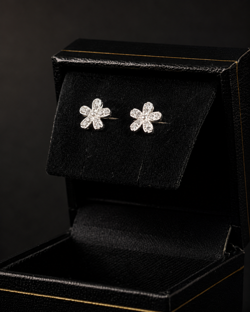 Broqueles Flor en plata .925