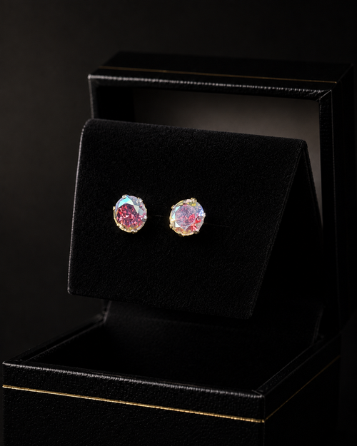 Broqueles Zirconia Multicolor en plata .925