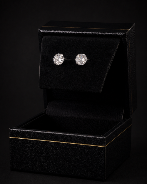 Broqueles Zirconia Transparente en plata .925
